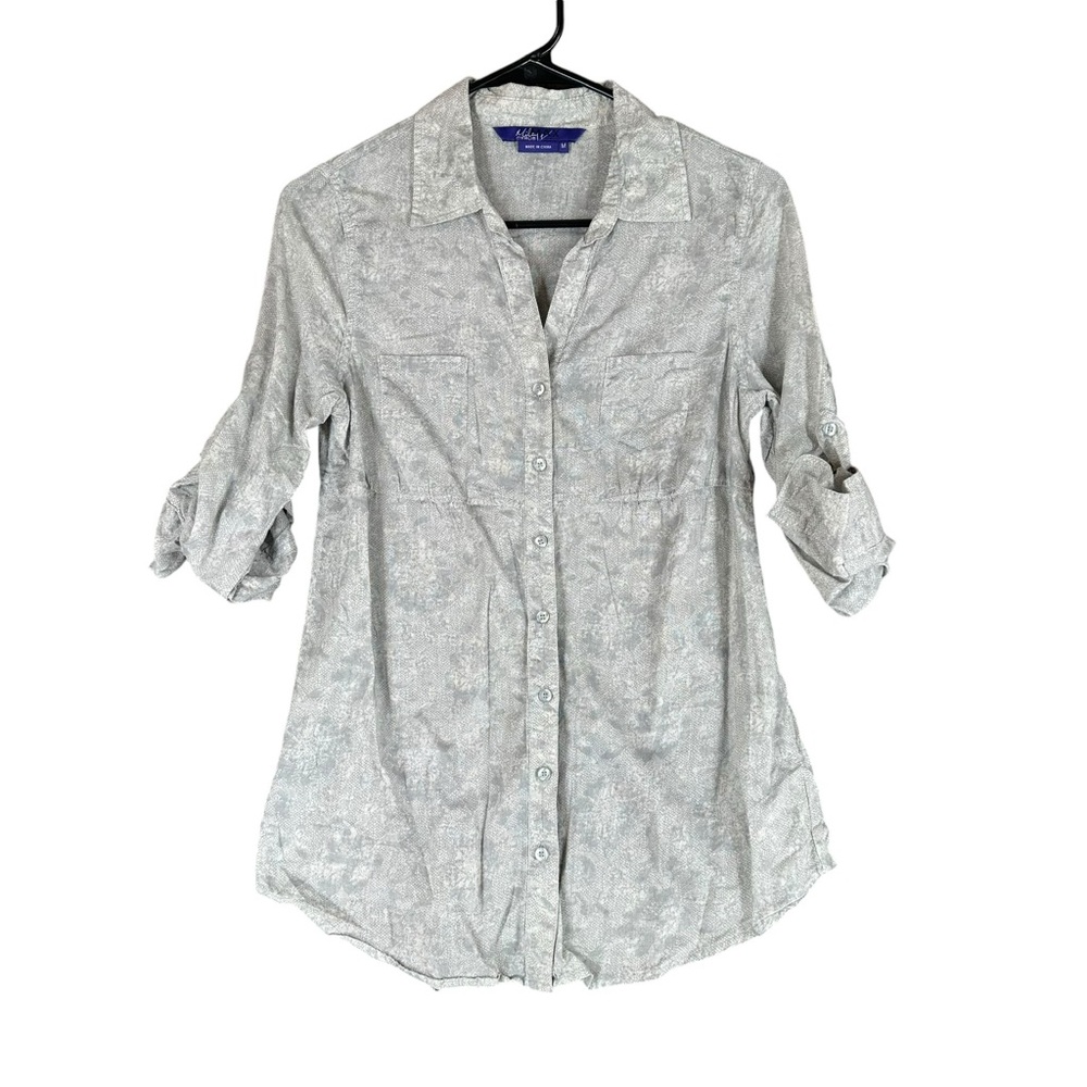 Miley Cyrus M Medium Snake Print Button Shirt Roll Tab Y2K Casual 100% Cotton
